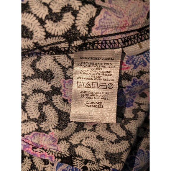 Loft Multicolor Floral Ruched Midi Dress V-Neck Long Sleeves Women's 0 Petite - Picture 6 of 6